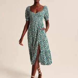 Abercrombie Short-Sleeve Smocked Midi Dress